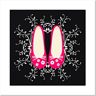 The cutest hot pink ladies pumps with mandala design Posters and Art